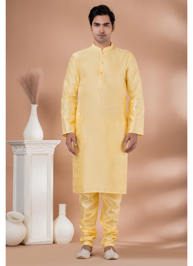 Banarasi Dhupion Yellow Festival Wear Weaving Kurta Pajama